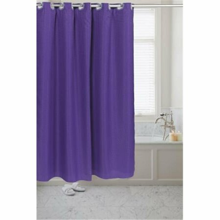 CARNATION HOME FASHIONS SCPRE-WAF-33 70 x 72 in. Pre Hooked Waffle Weave Fabric Shower Curtain, Purple SCPRE-WAF/33